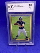 2001 Topps #328 Drew Brees Rookie Card RC Graded BCCG 10. rookie card picture