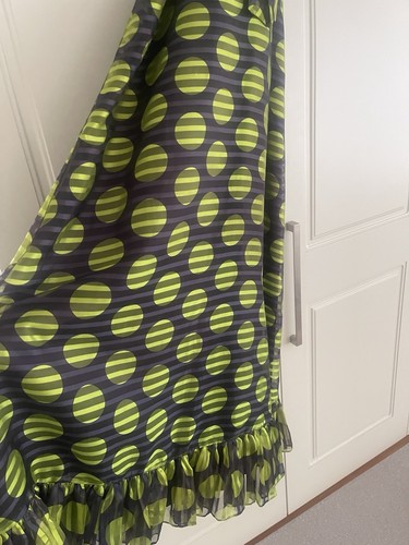 Vintage Mod Halter Dress - Green & Navy Polka Dot - Picture 2 of 3