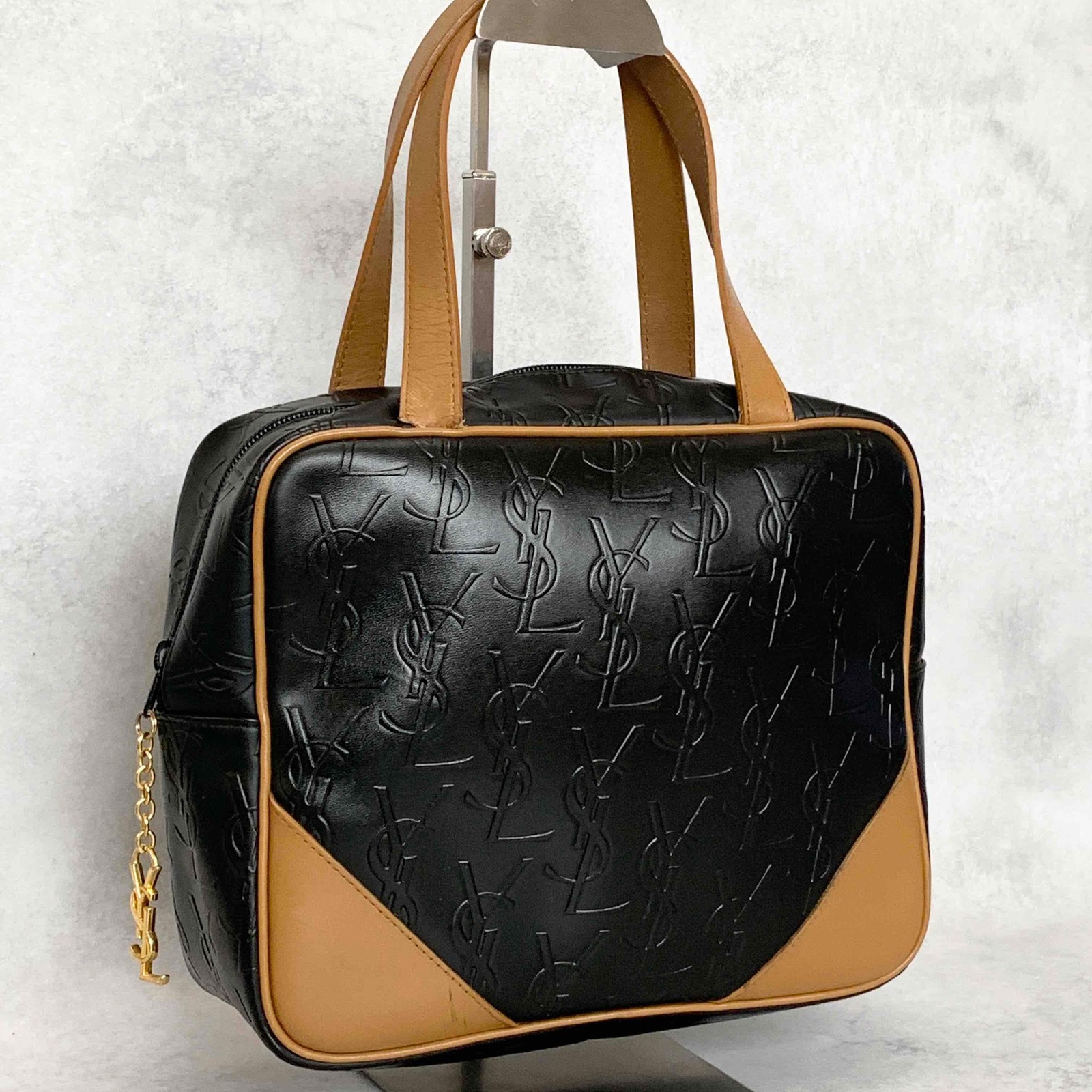 Saint Laurent YSL Cassandra Embossed Charm Hand Tote Bag in Black or Beige