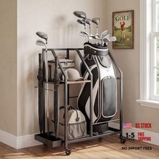 Golf Storage Organizer for Garage, Golf Bag Storage Rack with Wheels, Mobile