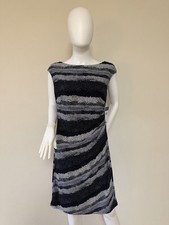 New Chaps sleeveless Ruffled Sheath Dress  Navy And White Polka Dots US L