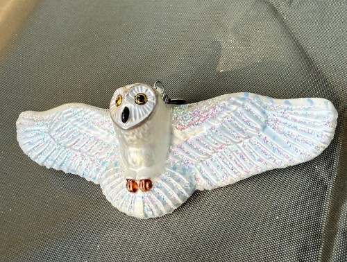 Old World Ornaments Christmas Blown Glass Flying Great White Snowy Owl Ornament - Picture 2 of 6