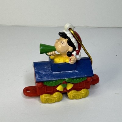 Snoopy Peanuts Christmas PVC Ornament Whitman's Train Yellow Green Lucy