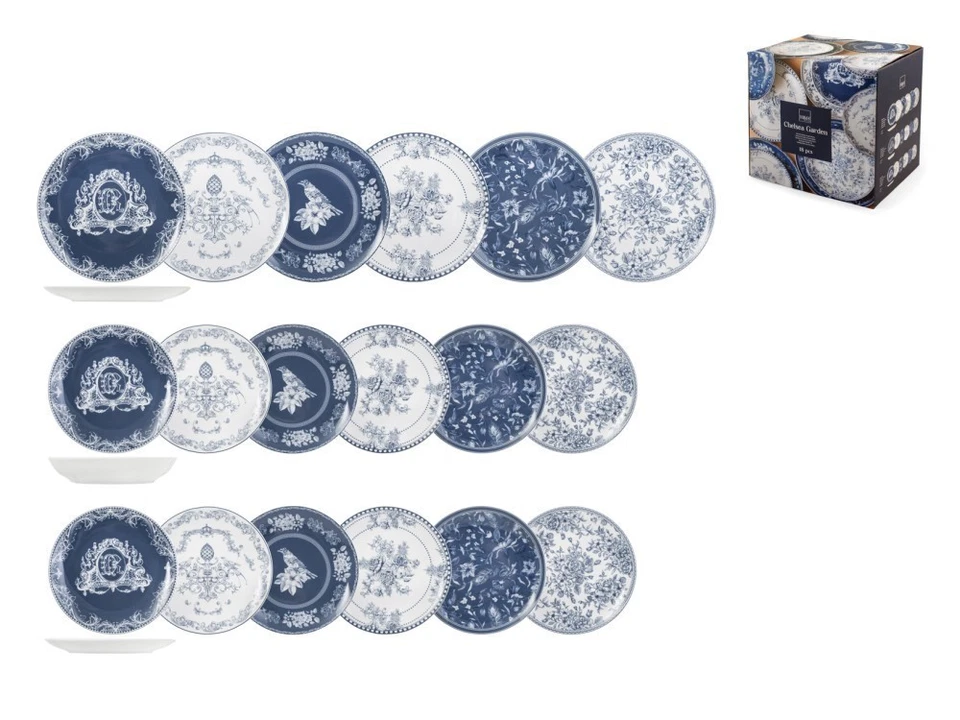 2X H&H Service 18 Pièces Table Chelsea Garden En Porcelaine Décorée - Photo 4/4