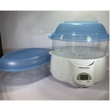 Black & Decker Flavor Scenter Steamer Deluxe White Blue 2 Tier Digital HS1000