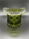 Fenton Glass Toothpick Holder Top Hat 3.5” H Daisy Button Emerald Green Vase Vtg