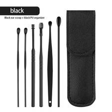 6PCS Stainless Steel Ear Pick Cleaning Tool Set Ear Wax Remover Kit w/ Leather C