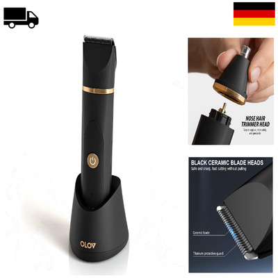 OLOV Körperrasierer Herren Elektrisch USB-Ladestation Keramikklinge Wasserd