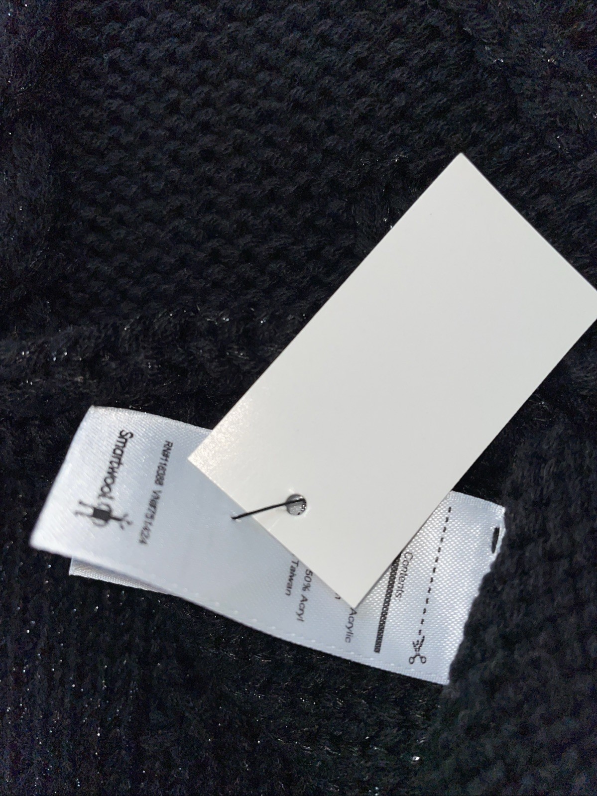 Black SmartWool Scarf NWT Merino Wool/Acrylic Beautiful Pattern Knit