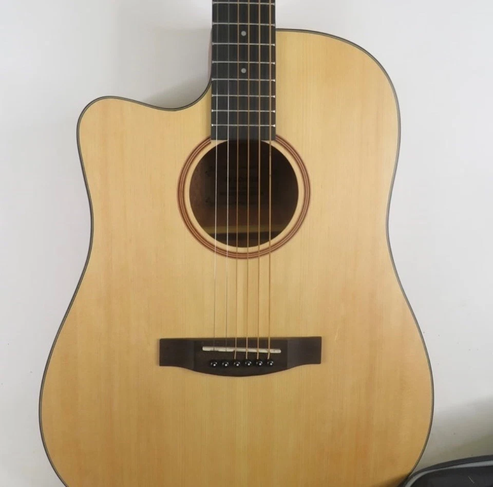 Donner DAG-1CL Left Handed Dreadnaught Acoustic Guitar with Padded Gig Bag - Image 2 of 4