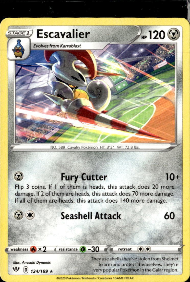 Pokemon Darkness Ablaze Escavalier 124/189 Rare Non Holo 3 card lot