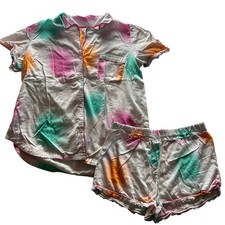 Reverie By NFC Womens Tie Dye Sleep Wear Pajama Set Button Shirt  Shorts Size M