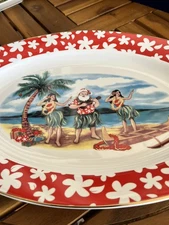 ISLAND HERITAGE HAWAIIAN OVAL SERVING PLATTTER 14"×10" CHRISTMAS 2002 -CERAMIC-