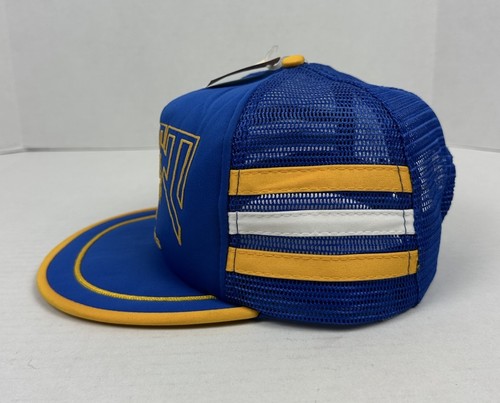 Vintage Pitt Panthers Trucker 3 Stripe Snapback Hat Pittsburgh University 80s - Picture 2 of 9