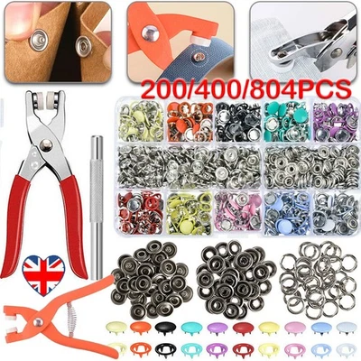 UDREAMHM 200/400/804 Snap Fasteners Kit Metal Snap Button with Fastener Pliers Tool Kit