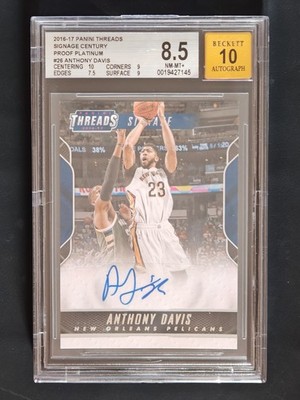 2020-21 Panini Threads Proof PLATINUM Anthony Davis Autograph True 1/1 BGS8.5/10