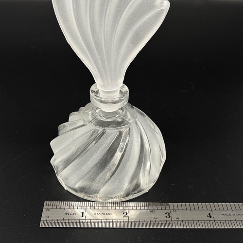 Bottiglia profumo in vetro di Boemia Art Decò tappo piuma vetro trasparente e smerigliato - Foto 7 di 9