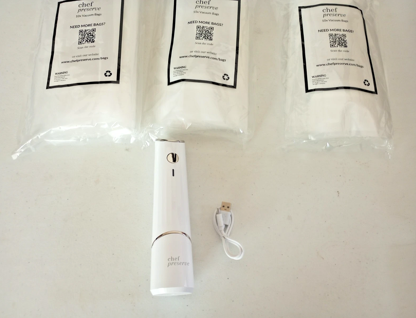 Chef Preserve Compact Vacuum Sealer for Food + 30 Reusable Vacuum Bags