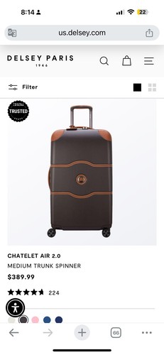 Delsey Chatelet Hard Air Air 2.0 19/22 CARRY-ON Spinner BROWN Retail For $389 - Picture 9 of 9