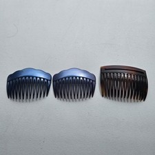 Lor Of 3 Depose France Hair Side Comb Teeth Shimmer Blue Vtg  Tortoise Color