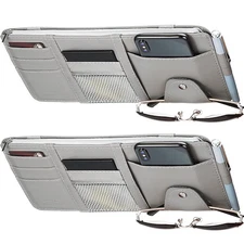 Boao 2 Packs Car Sun Visor Organizer, Sunglasses Holders for Car Sun Visor PU