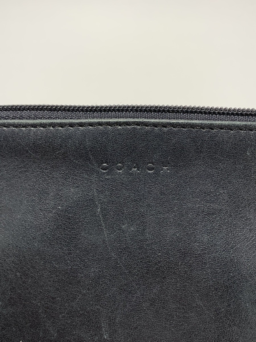 Vintage Coach Black Zip Utility Cosmetic Skinny Case Pouch Clutch