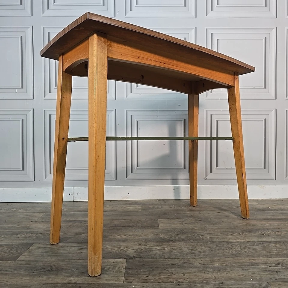 Retro Vintage Beech & Formica Tall Side Lamp Table Console – Mid Century Utility - Image 2 of 4