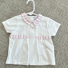 Emporio Armani Baby 9M White Pink Striped Collared Cotton T-Shirt Short Sleeve — photo 1