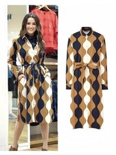 Marimekko Uniqlo Retro Geo Print Cotton Tunic Shirt Midi Dress Size L