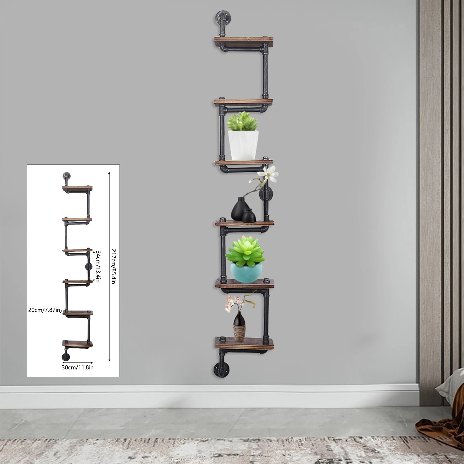 Industrial Floating Shelves, Pipe Shelf DIY Rustic - Urban, Vintage, Steampunk