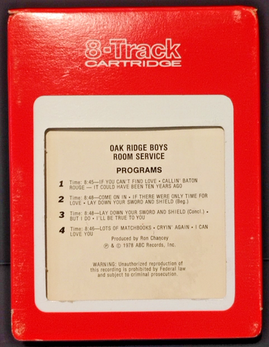 Oak Ridge Boys "Room Service" 8 Track Cartridge Good Condition S144371 - Picture 2 of 4