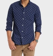 Men's Floral Print Long Sleeve Slim Fit Button-Down Shirt - Goodfellow  Co  L