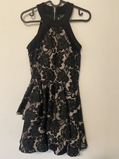 Lace DRESS Windsor black lace high neck layered mini dress women's S NWT. Prom