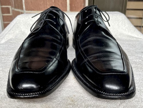a. testoni black label -black leather 3-eyelet apron toe derbys, size 10M, Italy - Picture 5 of 12