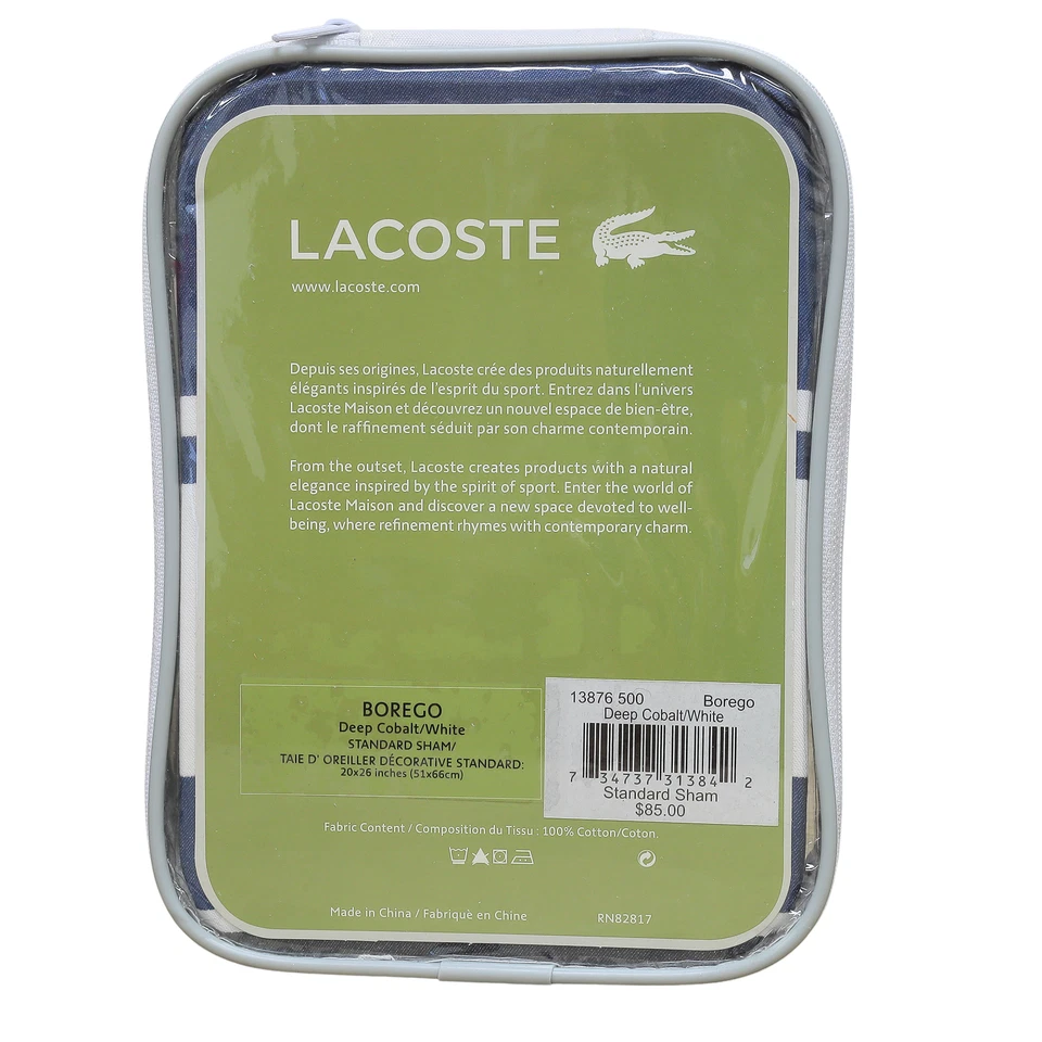 Lacoste 100 % algodón Borego cobalto profundo/blanco farsa estándar Foto 2 de 4