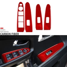 Red Carbon Fiber Window Lift Switch Panel Cover Trim For Kia Sportage R GL 11-16