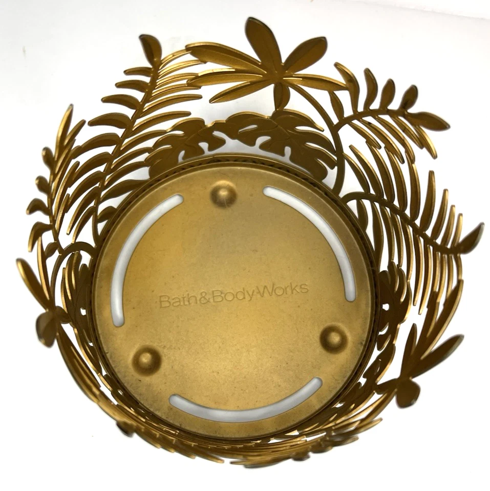 Candelabro Bath & Body Works follaje tropical 3 mechas metal marrón B*H Foto 2 de 3