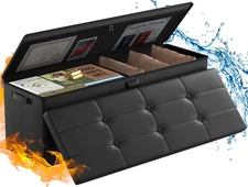 Storage Ottoman, Fireproof Folding Bench with Lock(15”X 43”X15”), Water-Resistan