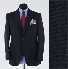 Mens Striped Blazer 40S UK Size DACRON Vintage Wool Sport Coat Dark Grey Jacket