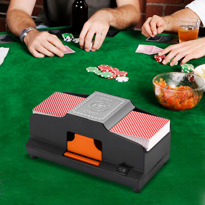 Profi Kartenmischer 2-Deck Mischen Poker elektrisches Kartenmischger?t Schwarzer