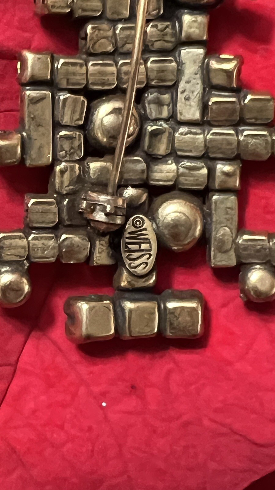 Vintage Signed WEISS Five Candle Pronged Rhinestone Christmas Tree