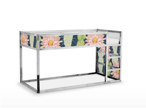 CAMA IKEA KURA Calcomanía Extraíble Autoadhesiva Pegatina Muebles Cactus y Flores