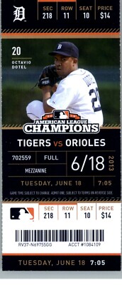 Baltimore Orioles vs Detroit Tigers 6/18/2013 Full Ticket - Octavio Dotel
