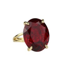 Oval Cut Red Garnet Solitaire Women's Engagement Ring 14K Yellow Gold Finish