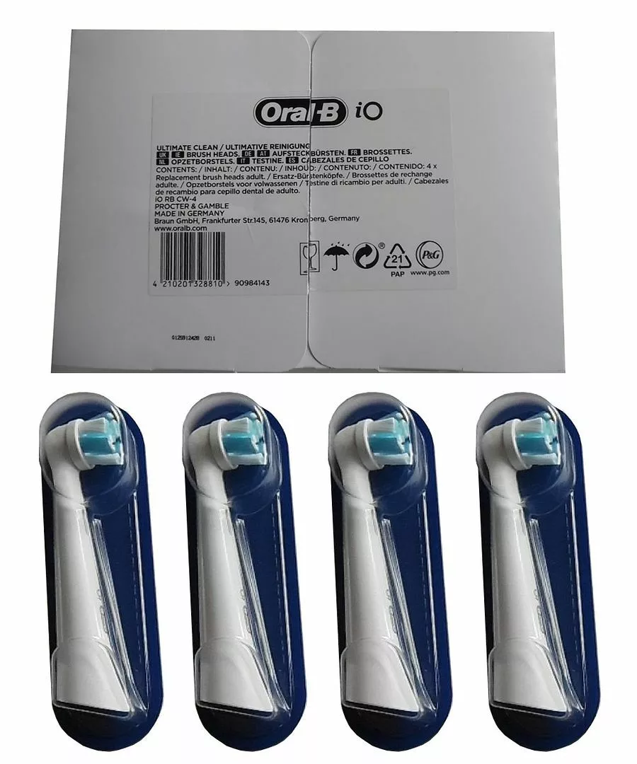 Oral-B iO Ultimate Clean Replacement Electric Toothbrush Heads (White) -  4-Count