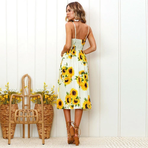 BOHO Womens Strappy Sun Dresses Summer Holiday Beach Midi Dress Plus Size 6-20 - Picture 17 of 83