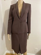 ANN KLEIN Suit Separates Blazer and Skirt Cocoa Sz 4 Women's 100% Polyester NEW!