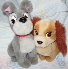 VINTAGE LADY and the TRAMP DISNEYLAND PLUSH DOGS: 7" 9": Seam TAGS Attached