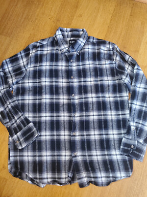PBX Basics Plaid Flannel Casual Button Up Shirt Mens Size Large Black/White