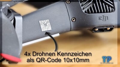 4x EU Drohnen Kennzeichen UAS Plakette QR-Code eID e-ID Adresse Folie